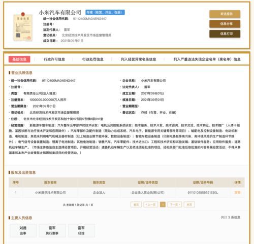 小米汽車注冊地揭曉 北京經(jīng)濟技術(shù)開發(fā)區(qū)